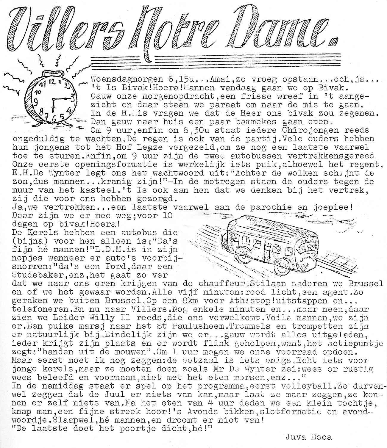 Beschrijving vertrek bivak 1951